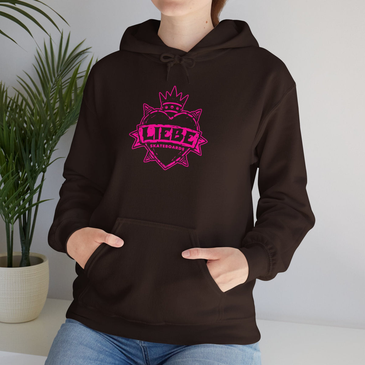 Liebe Punk Heart Hoodie - Black and Pink